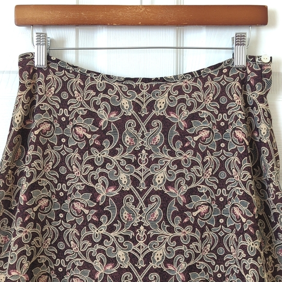 Studio JPR 90's Vintage Bohemian Printed High Waisted A-Line Mini Skirt Plum 12 - Picture 2 of 11